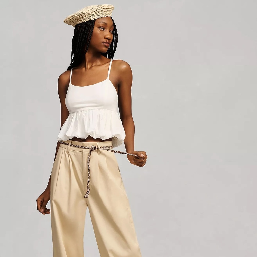 NWT Maeve Ruffled Bubble-Hem Cropped Tank